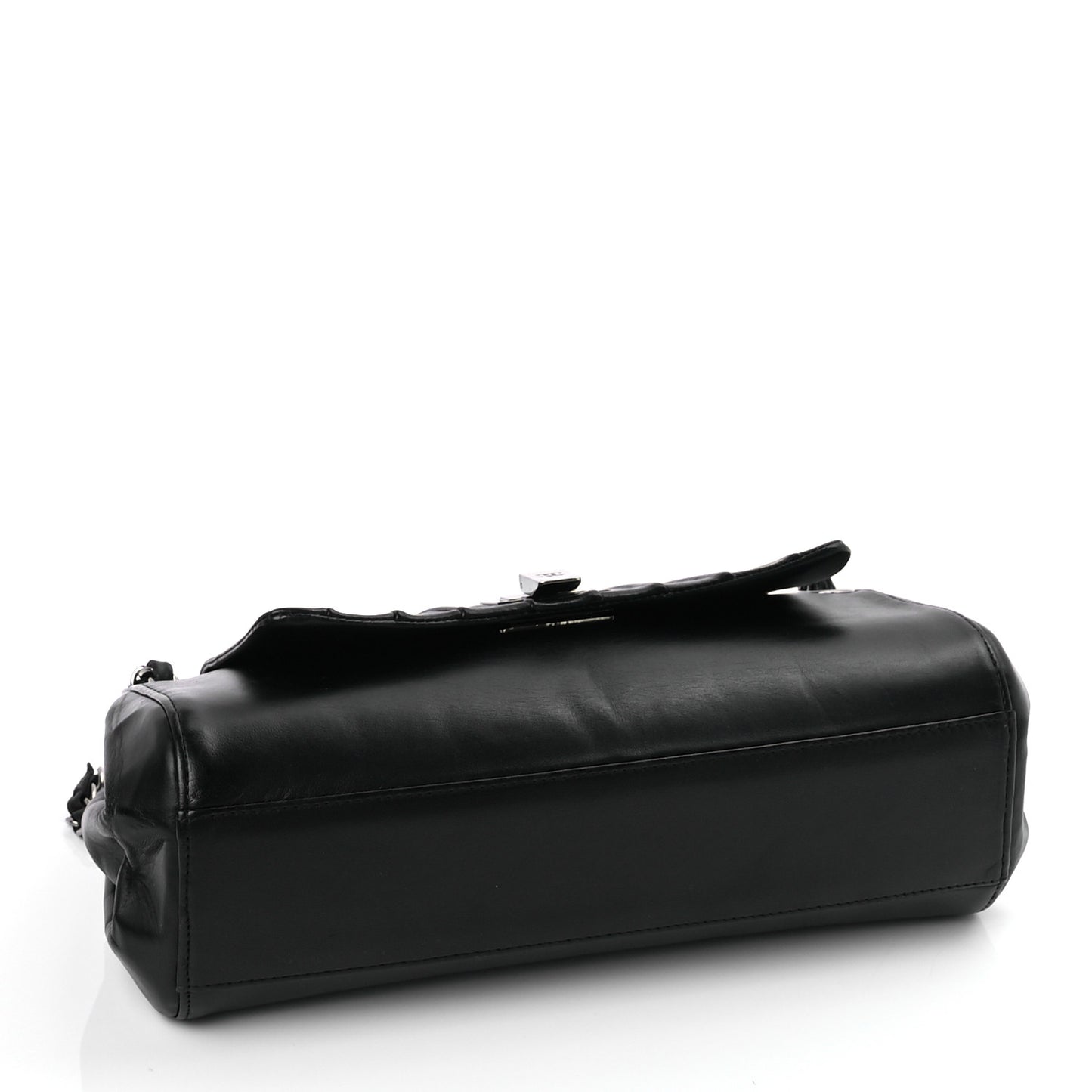 Lambskin Vertical Quilt Small Accordion Flap Black