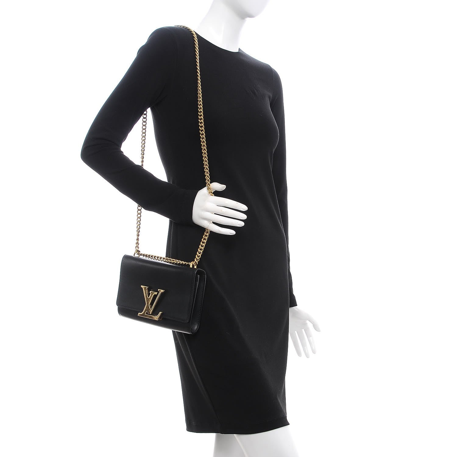 Louis Vuitton Calfskin Chain Louise MM Black 2 of 6