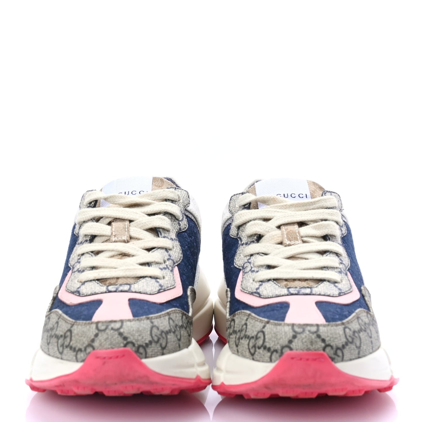 GG Supreme Monogram Mix Monogram Womens Rhyton Sneakers London Blue Beige Pale Pink