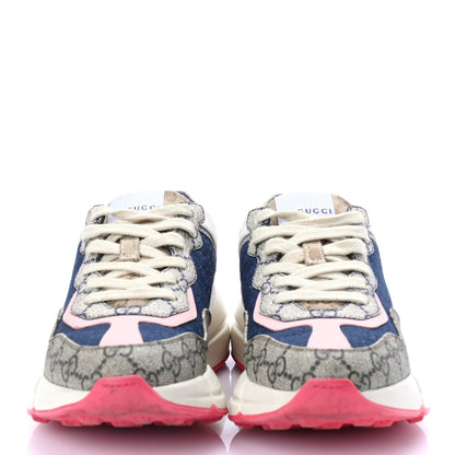 Gucci GG Supreme Monogram Mix Monogram Womens Rhyton Sneakers London Blue Beige Pale Pink 2 of 8