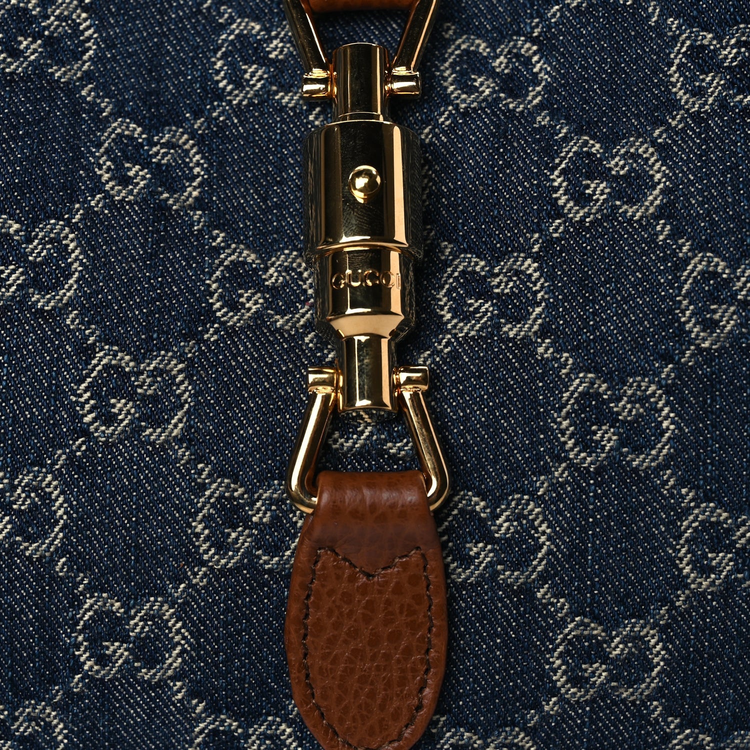 Gucci New Denim GG Monogram Calfskin Small Jackie 1961 Hobo Blue Tea Cuir 7 of 9