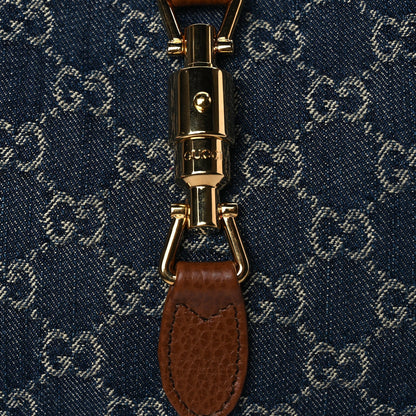 Gucci New Denim GG Monogram Calfskin Small Jackie 1961 Hobo Blue Tea Cuir 7 of 9