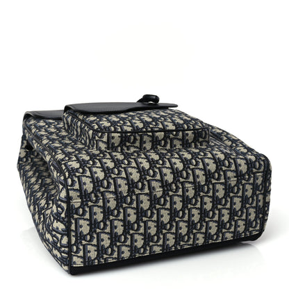 Christian Dior Oblique Jacquard Grained Calfskin Drawstring Saddle Backpack Beige Black Oblique Monogram 3 of 8