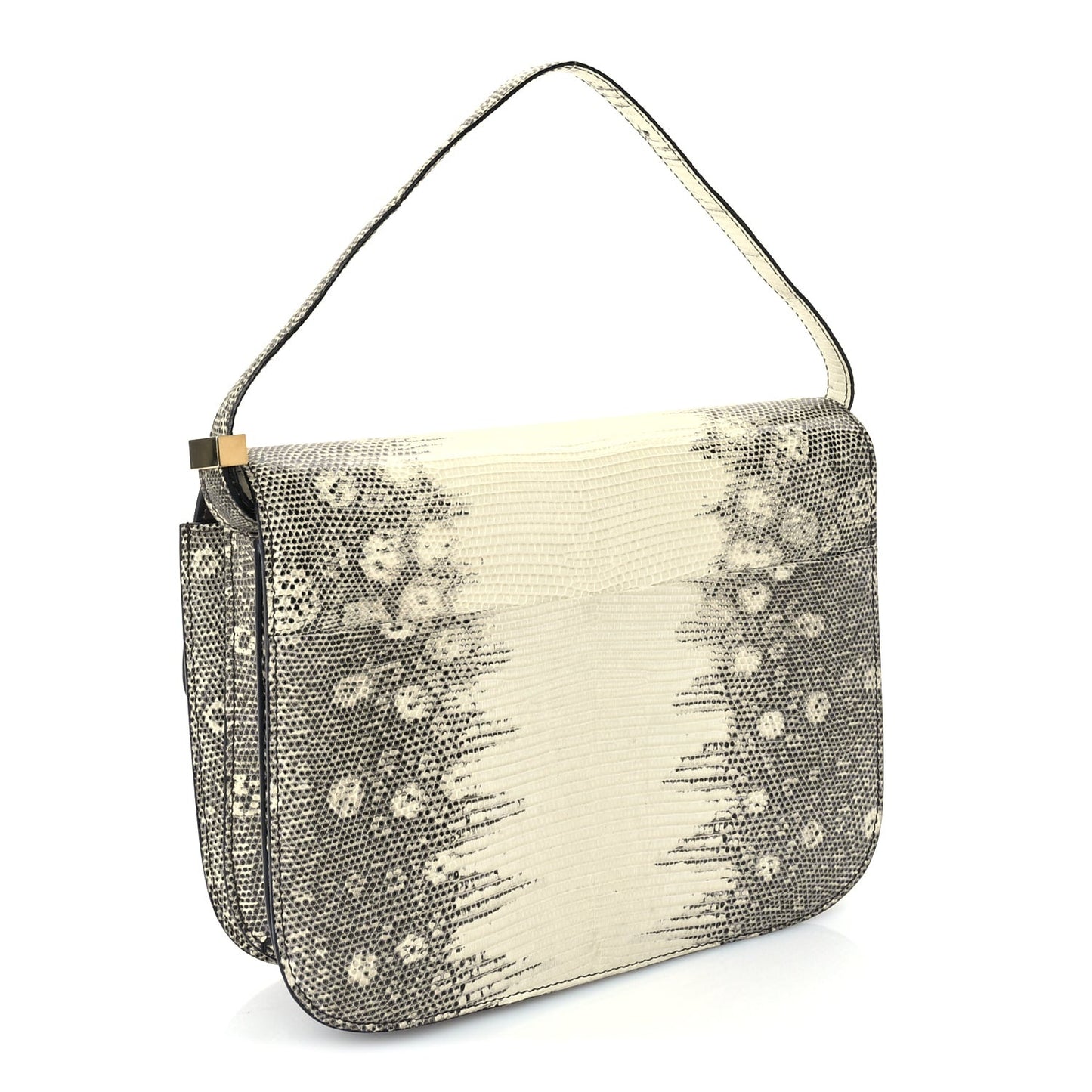 Lizard Medium Classic Box Flap Bag Natural Beige