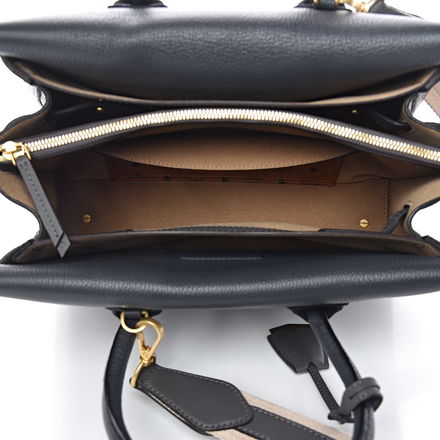 MCM Grained Calfskin Medium Milla Tote Phantom Grey 5 of 17