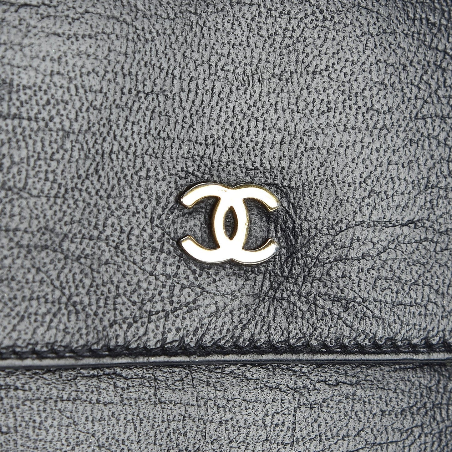 Goatskin Compact CC Flap Wallet Black