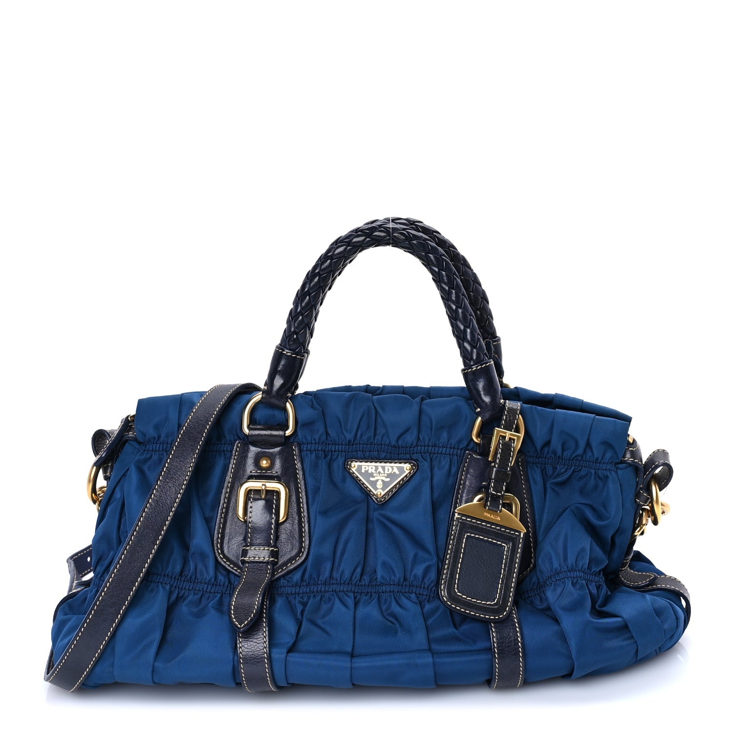 Prada Tessuto Nylon Gaufre Shopping Satchel Bluette 1 of 7