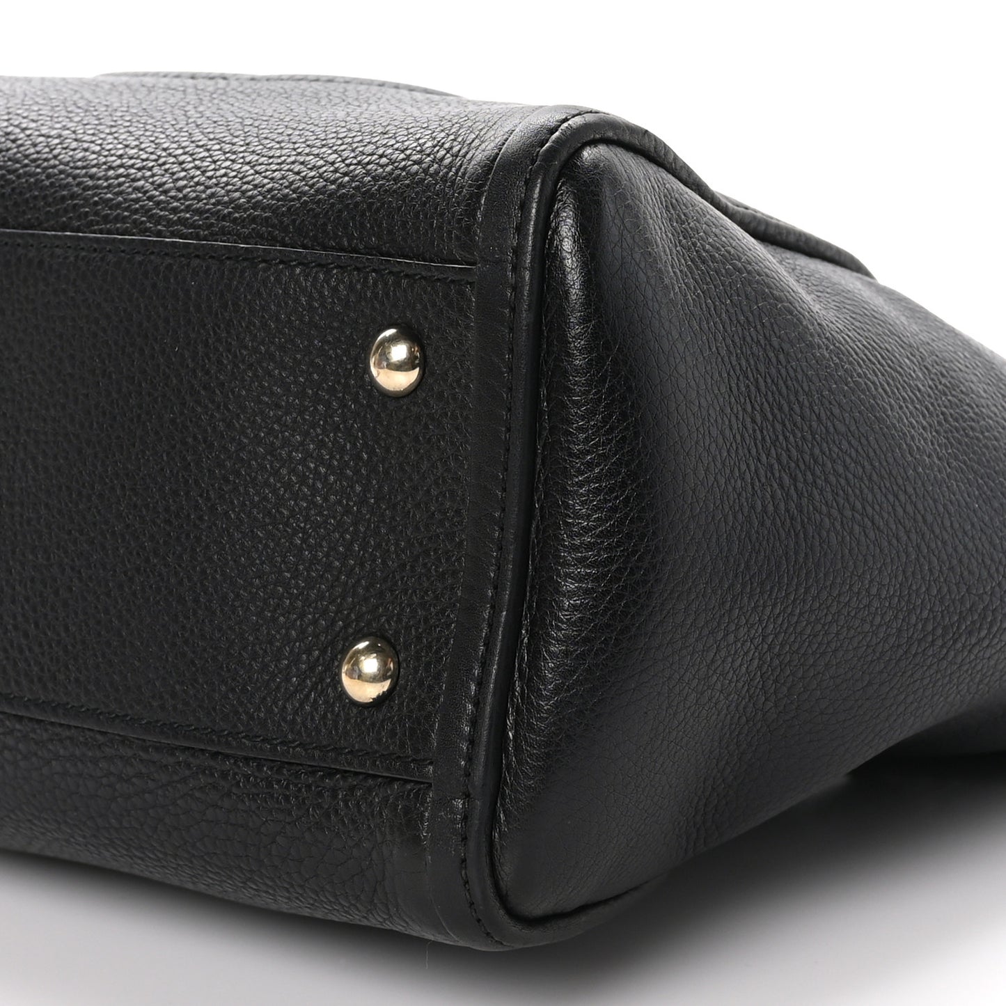 Pebbled Calfskin Small Soho Top Handle Bag Black