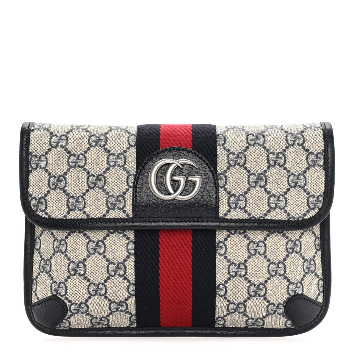 Gucci GG Supreme Monogram Web Small Ophidia Belt Bag 80 32 Beige Navy 1 of 7