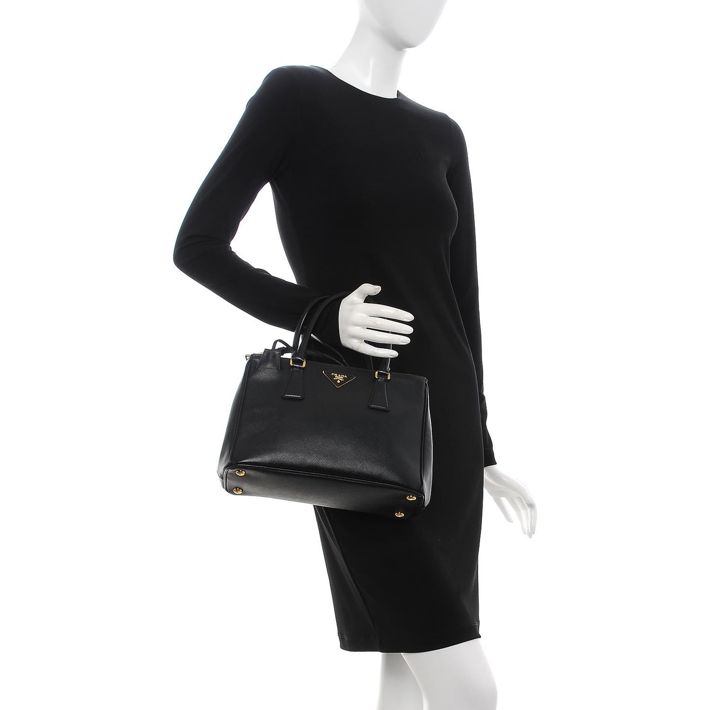 Saffiano Small Galleria Double Zip Tote Black