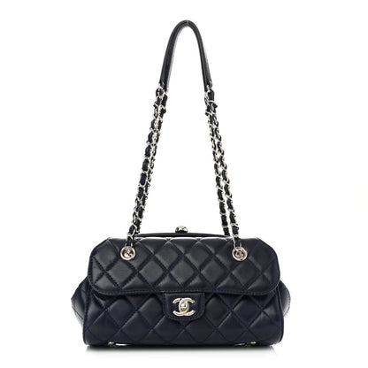 Chanel Calfskin Quilted Kisslock Frame Chain Bag Navy 1 of 12