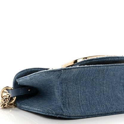 Valentino Garavani Denim Crystal Vlogo Embroidered Small Loco Shoulder Bag Blue 7 of 10