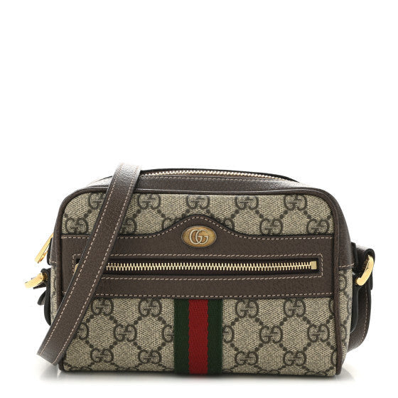 Gucci GG Supreme Monogram Web Mini Ophidia Shoulder Bag  Brown 1 of 9