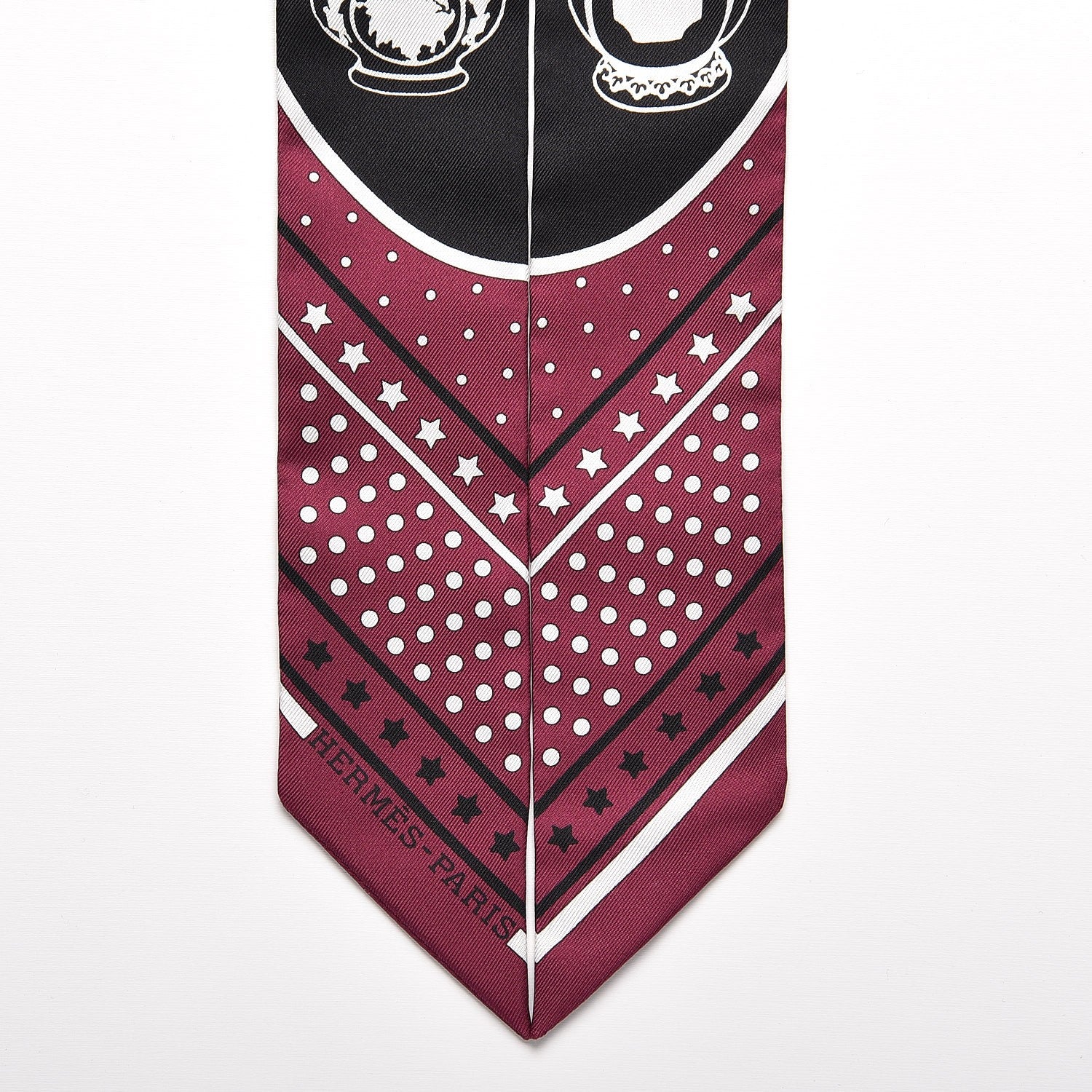 Hermes Silk Les Flacons Bandana Twilly Prune Noir Blanc 3 of 5