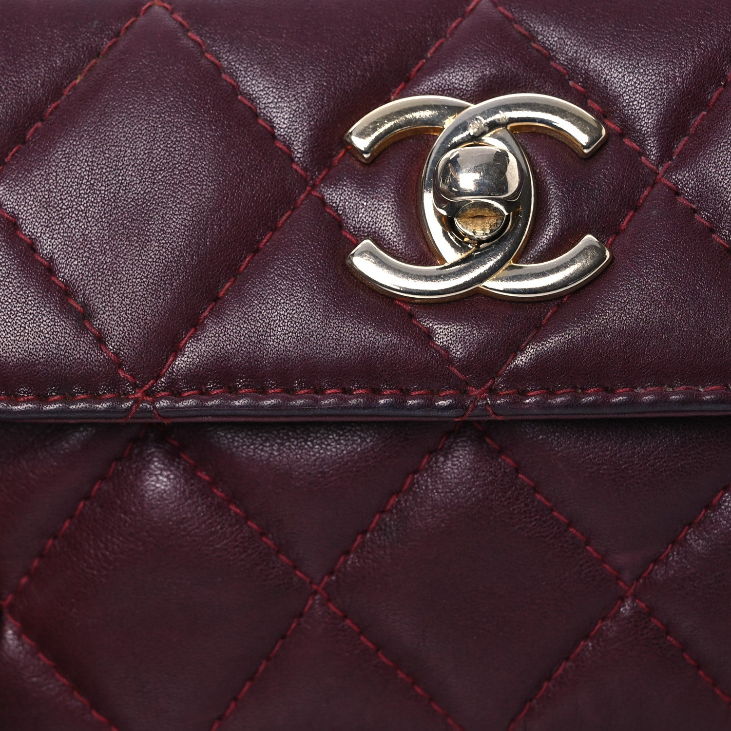 Chanel Lambskin Diamond Stitched Waist Chain Belt Flap Bag Burgundy 7 of 17