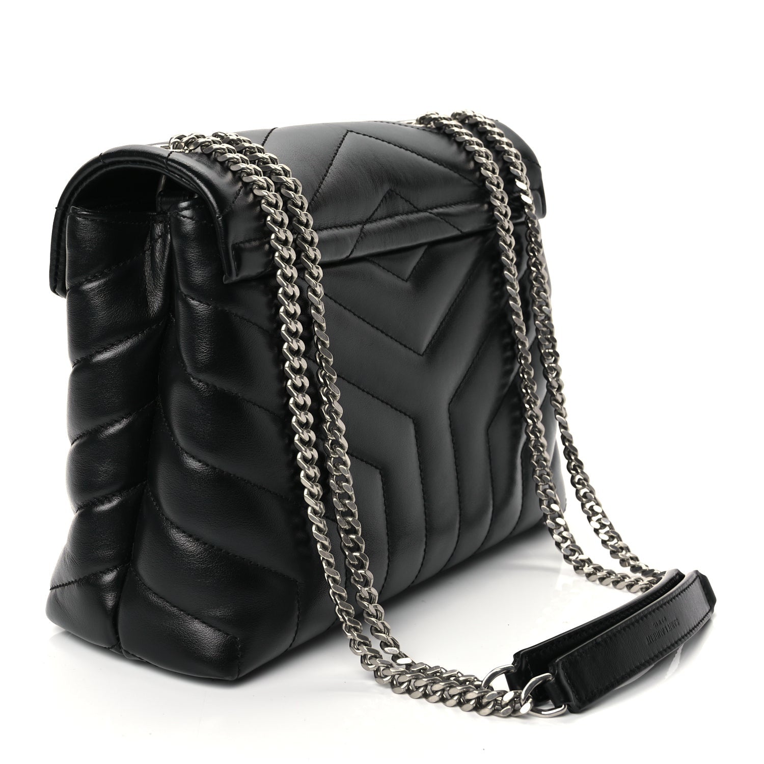 Saint Laurent Calfskin Y Quilted Monogram Small Loulou Chain Satchel Black 2 of 9