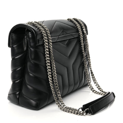 Saint Laurent Calfskin Y Quilted Monogram Small Loulou Chain Satchel Black 2 of 9