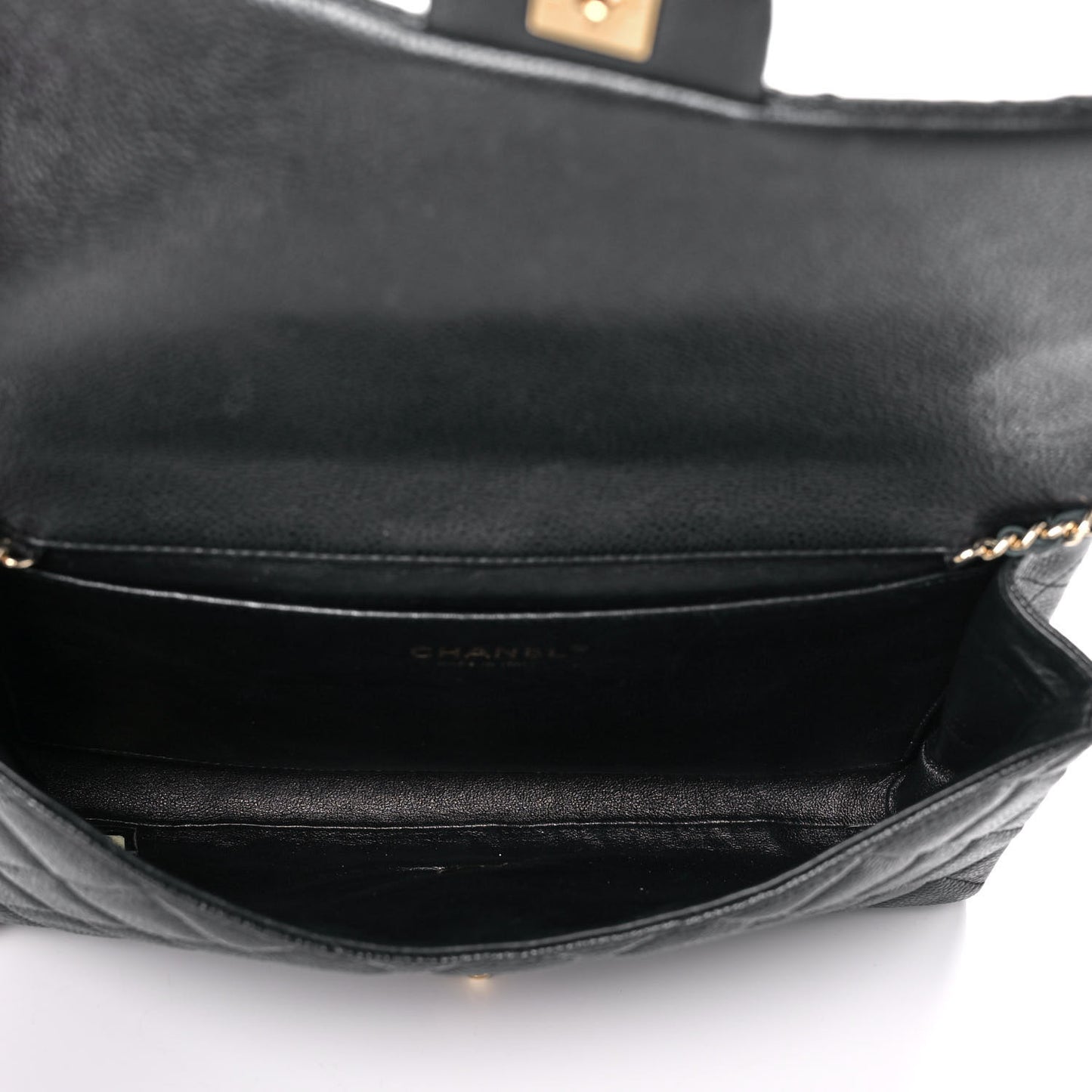 Caviar Quilted Clutch With Chain Flap Black