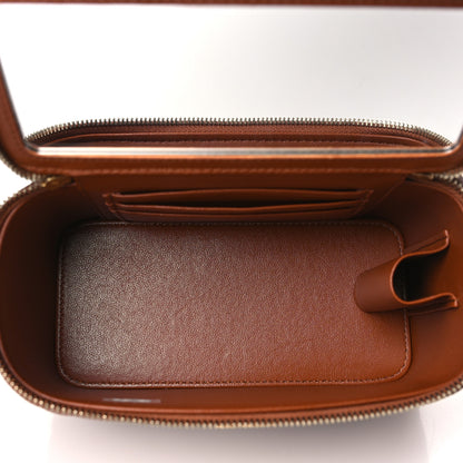 Chanel Lambskin Quilted Metal Twist Small Top Handle Vanity Case With Chain Brown 5 of 10