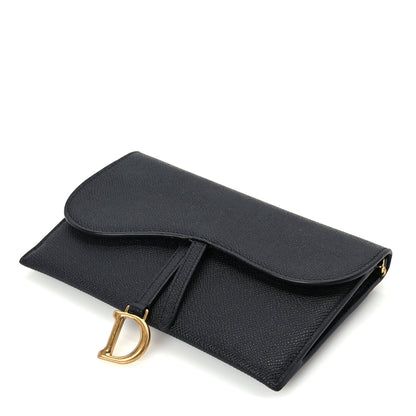 Christian Dior Grained Calfskin Saddle Chain Wallet Pouch  Black 8 of 8