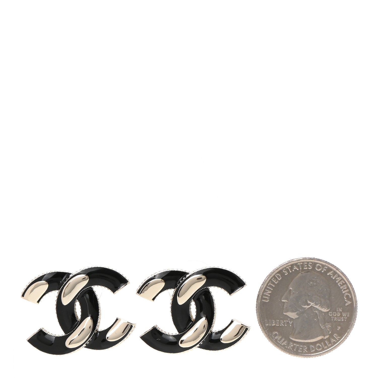 Chanel Enamel CC Earrings Black Gold 2 of 4