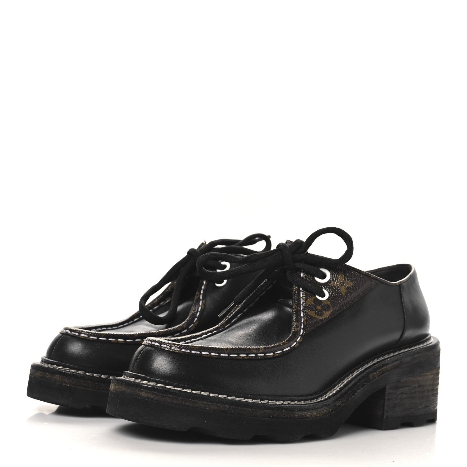 Louis Vuitton Monogram Calfskin Beaubourg Platform Derby Shoes Brown 4 of 7
