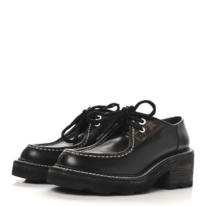 Louis Vuitton Monogram Calfskin Beaubourg Platform Derby Shoes Brown 4 of 7