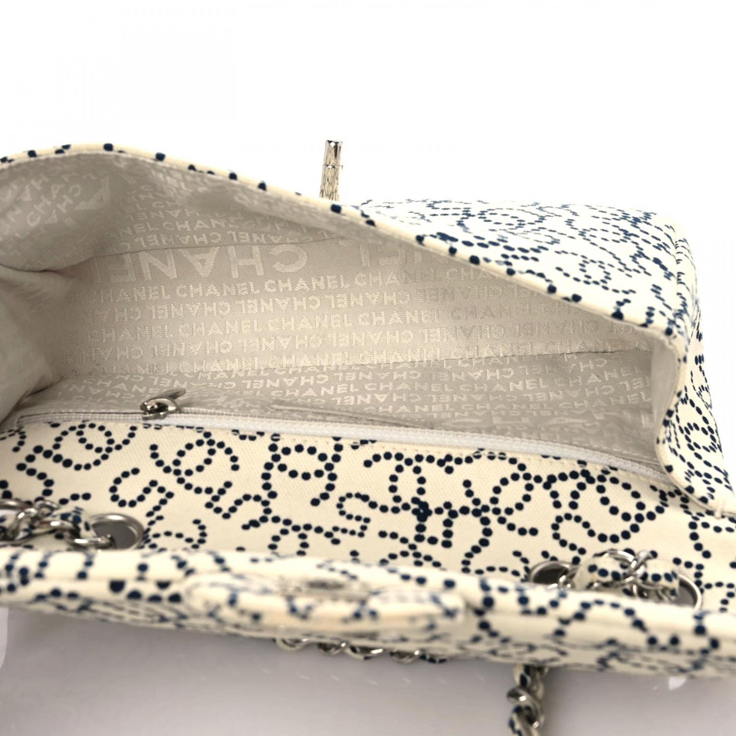 Chanel Canvas Medium Logo CC Flap Beige Black 7 of 11