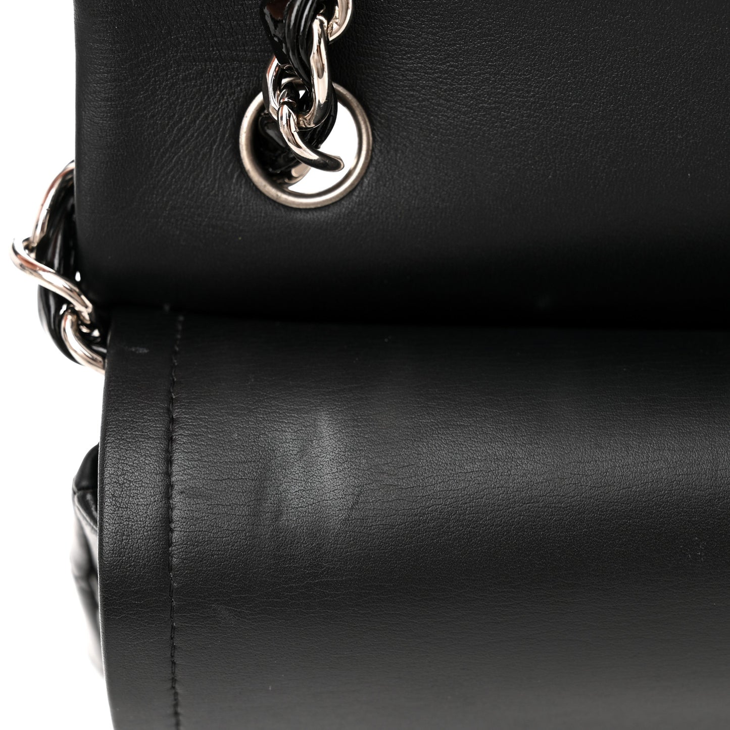 Patent Quilted Jumbo Double Flap Black