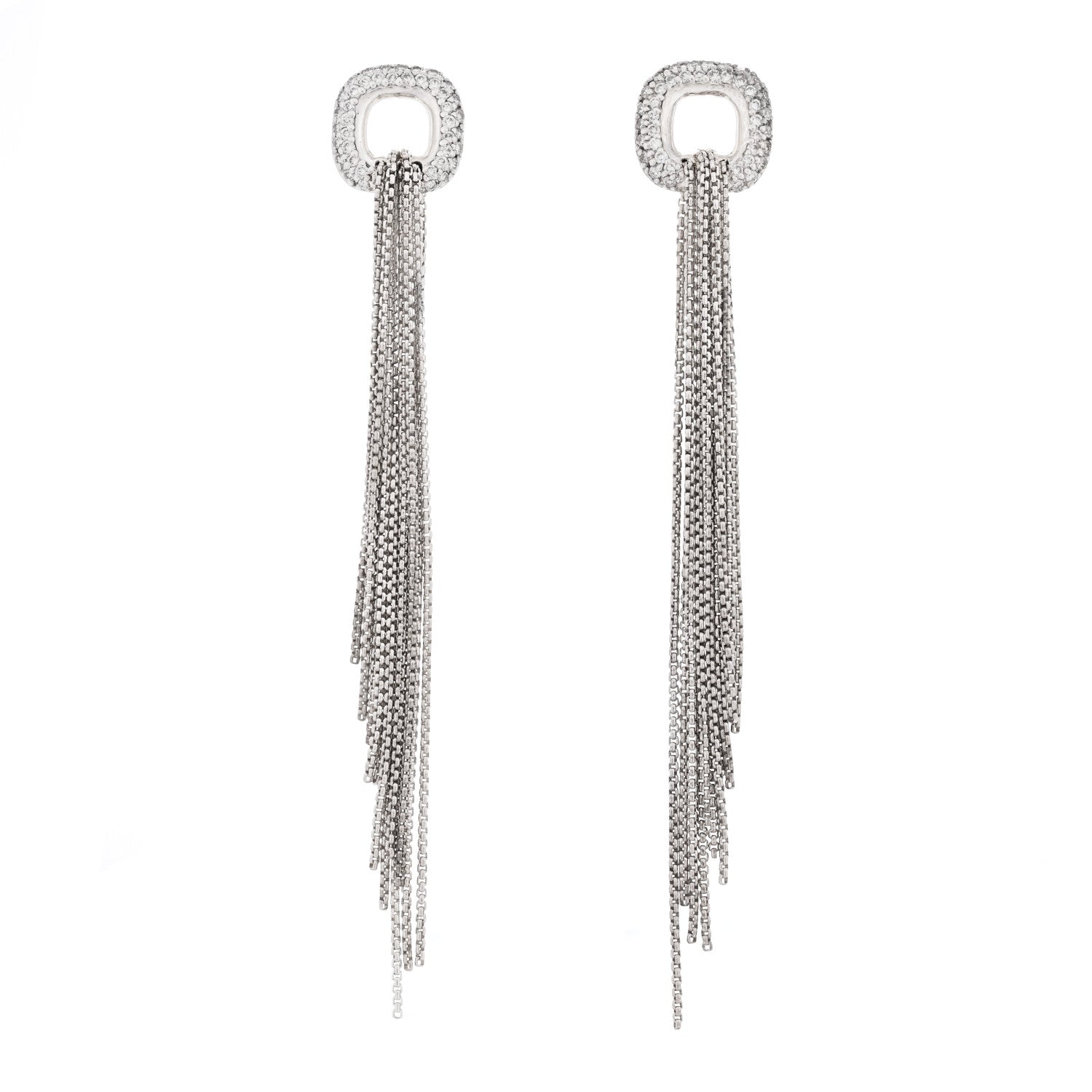 David Yurman Sterling Silver Pave Diamond Lariat Waterfall Earrings 1 of 4