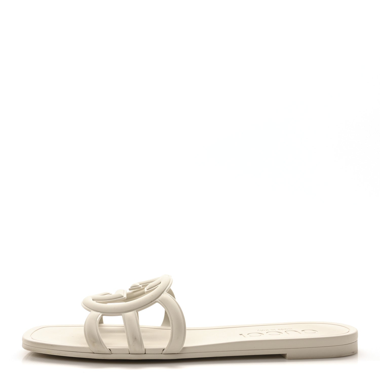 Gucci Rubber Interlocking G Womens Slide Sandals 39 Mystic White 1 of 9