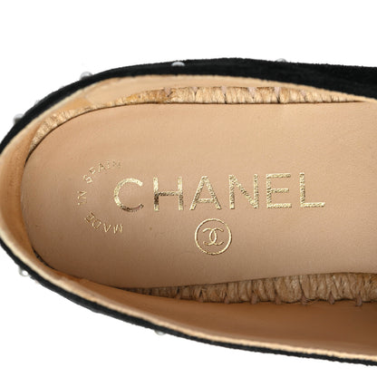 Chanel Suede Pearl CC Espadrilles 37 Black 8 of 10
