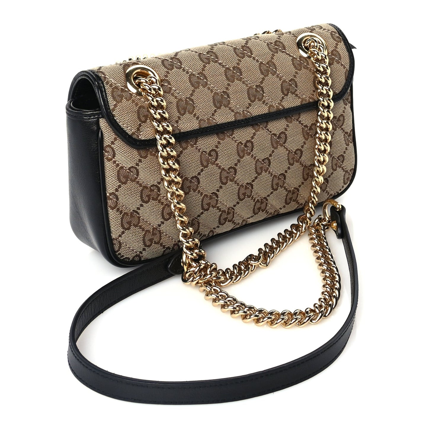 Monogram Matelasse Diagonal Mini GG Marmont Shoulder Bag Beige Black