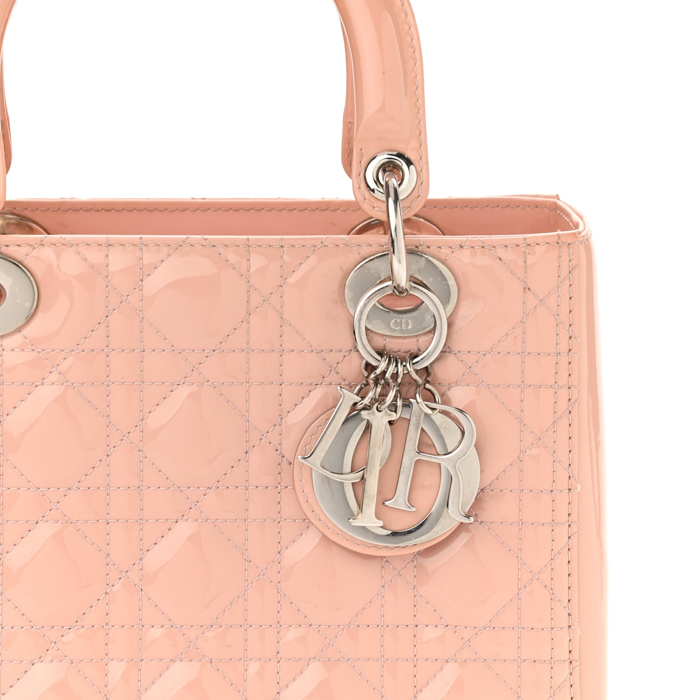 Patent Cannage Medium Lady Dior Rose Clair