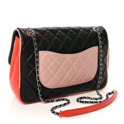 Chanel Lambskin Quilted Jumbo Cuba Color Flap  Black 2 of 8
