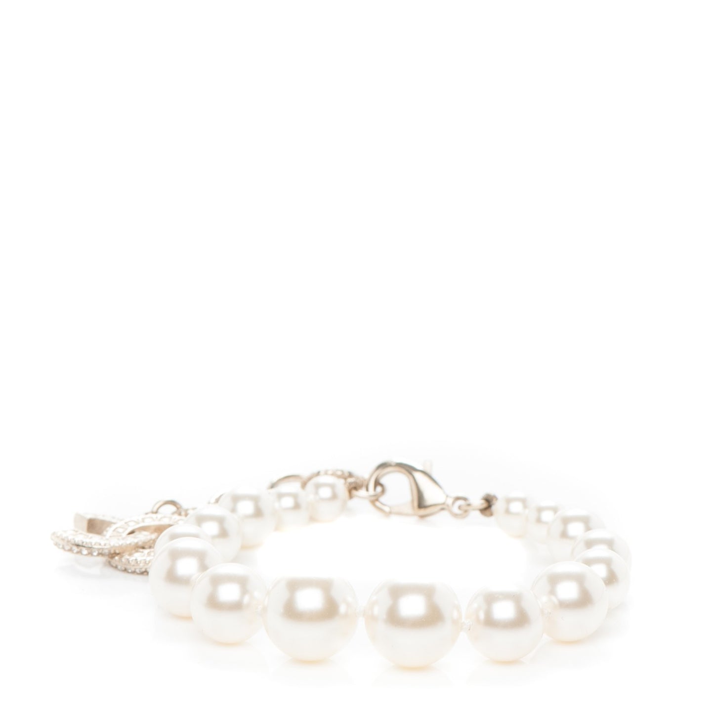 Pearl Baguette Crystal CC Bracelet Gold