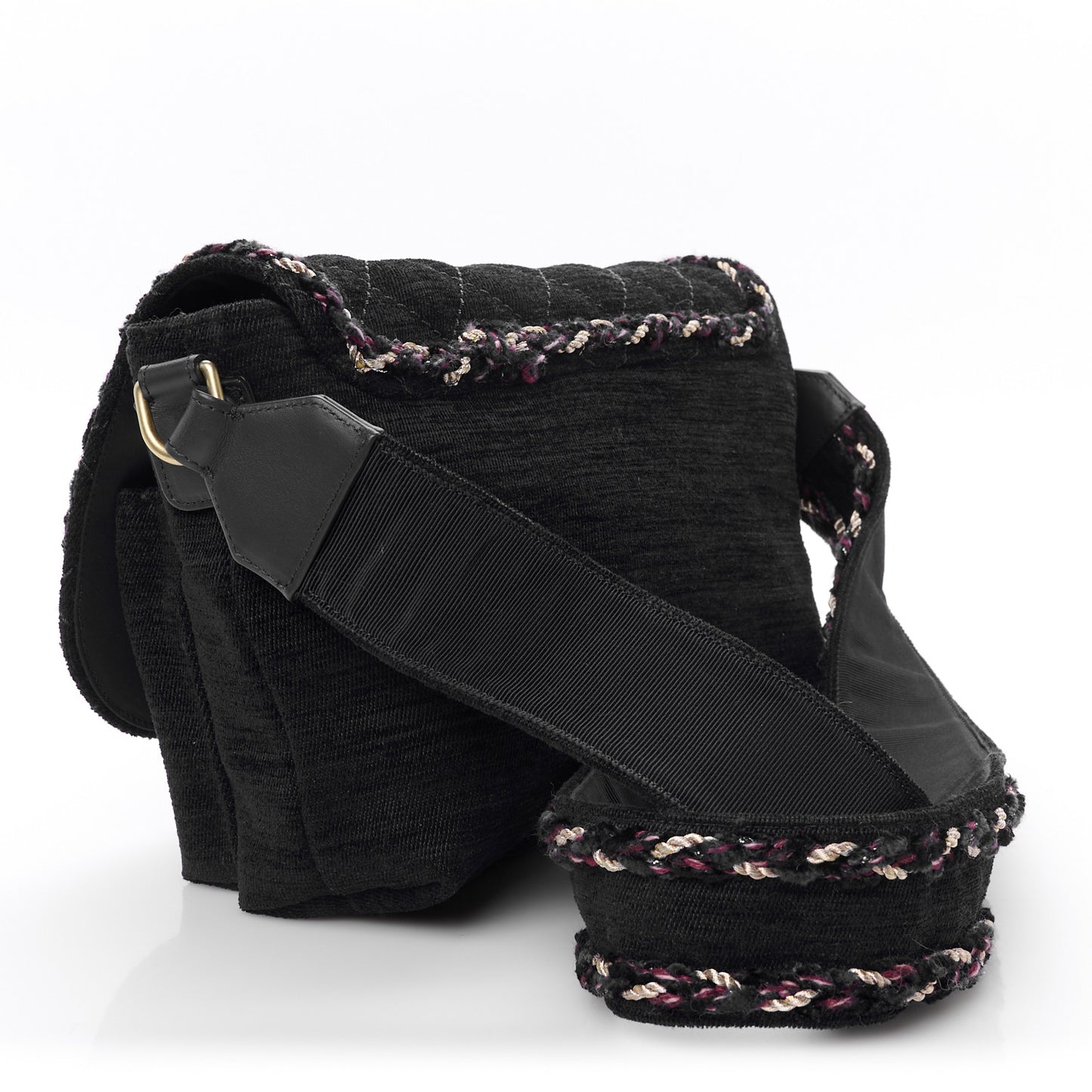 Wool Velvet Quilted Parisian Stroll Messenger Navy