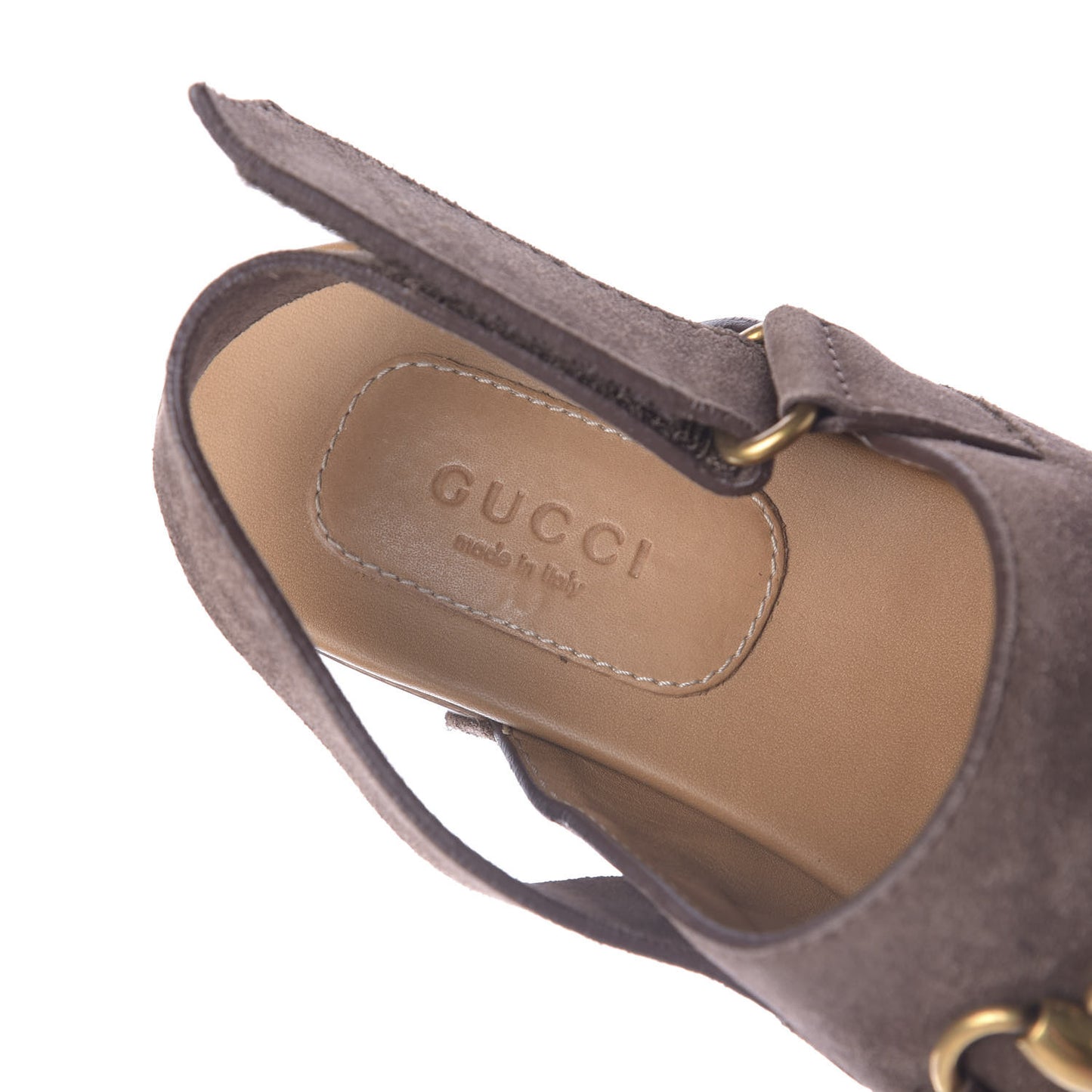 Suede Horsebit Amstel Slingback Clogs 36 Taupe