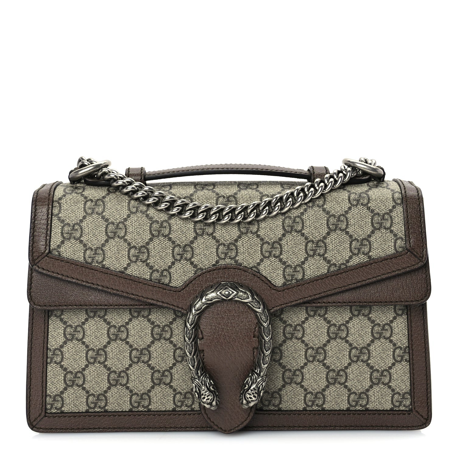 Gucci GG Supreme Monogram Textured Dollar Calfskin Top Handle Dionysus Shoulder Bag Beige Ebony New Acero 1 of 9