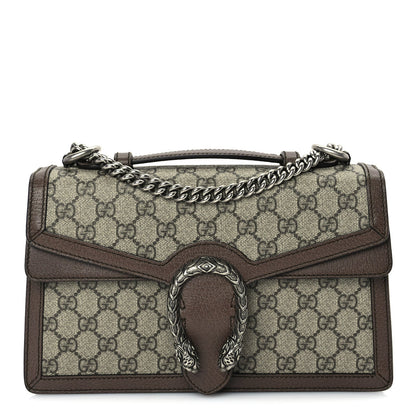 Gucci GG Supreme Monogram Textured Dollar Calfskin Top Handle Dionysus Shoulder Bag Beige Ebony New Acero 1 of 9