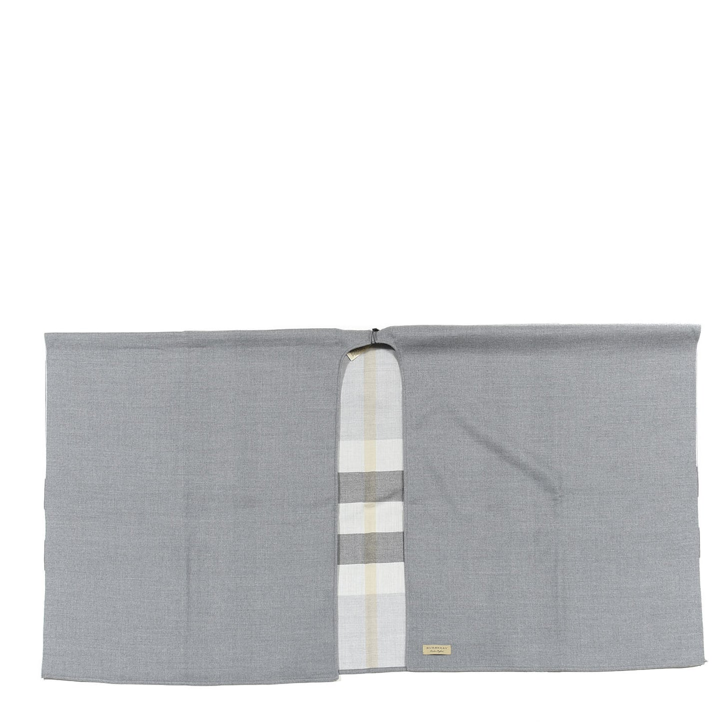 Wool Solid to Check Charlotte Cape Scarf Light Grey