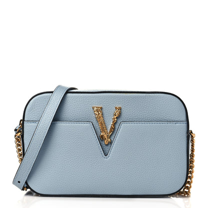 Versace Grainy Calfskin Virtus Small Camera Bag Blue 1 of 10