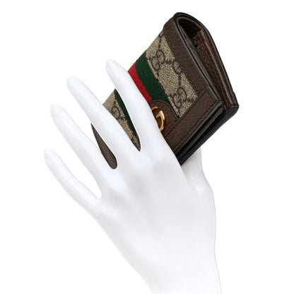 Gucci GG Supreme Monogram Web Ophidia Card Case Beige New Acero 2 of 7