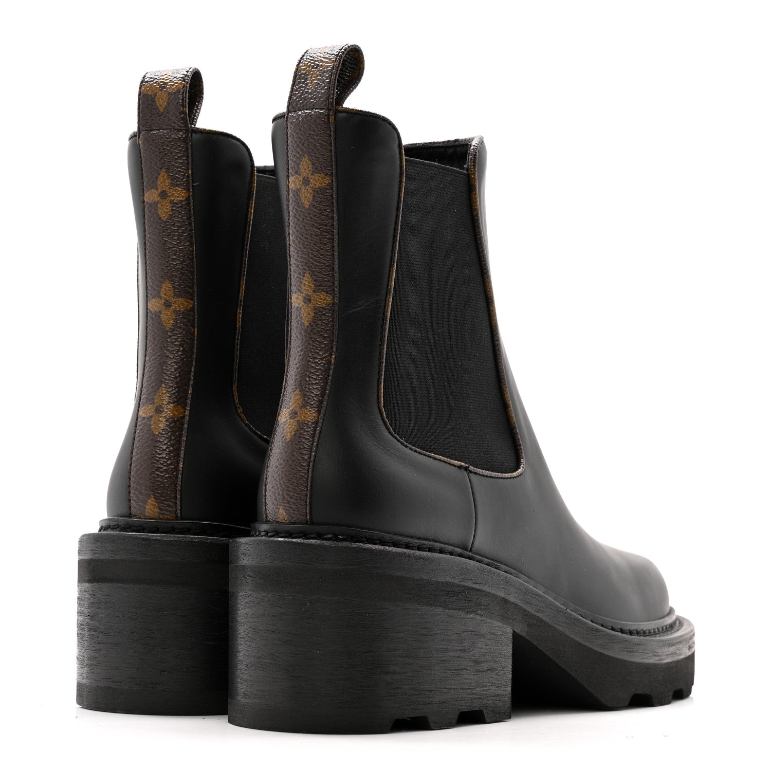 Louis Vuitton Calfskin Monogram Beaubourg Ankle Boots 37 Black 5 of 11