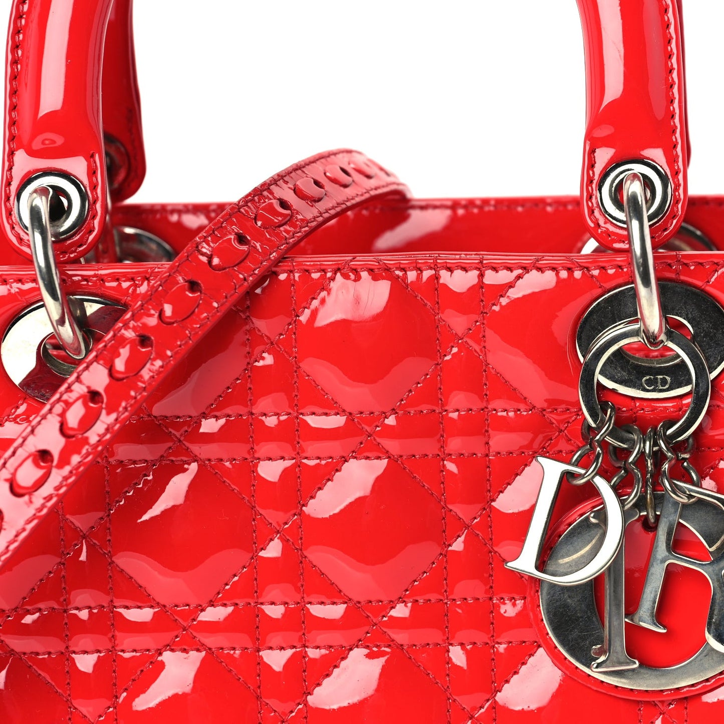 Patent Cannage Medium Lady Dior  Red