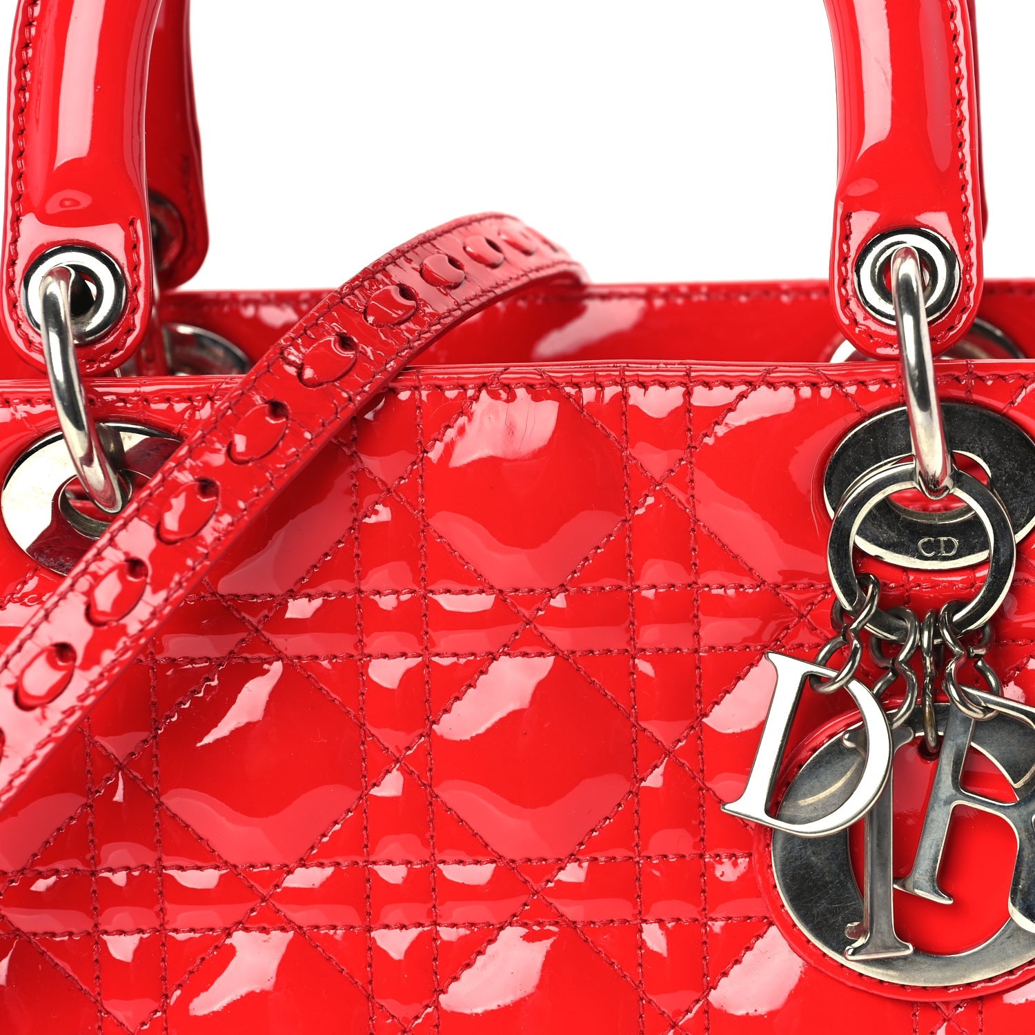 Christian Dior Patent Cannage Medium Lady Dior  Red 6 of 8