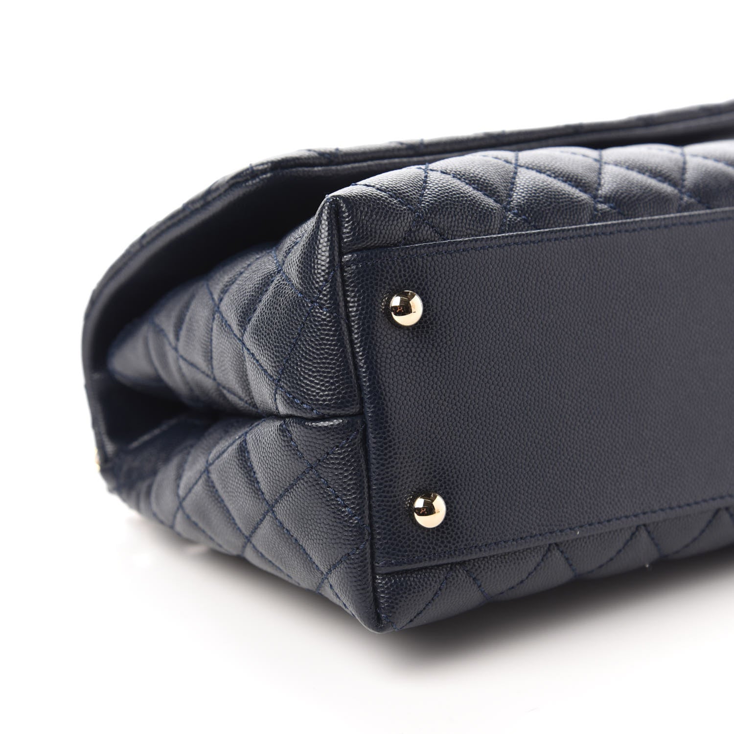 Chanel Caviar Lizard Quilted Small Coco Handle Flap Navy Blue 6 of 10