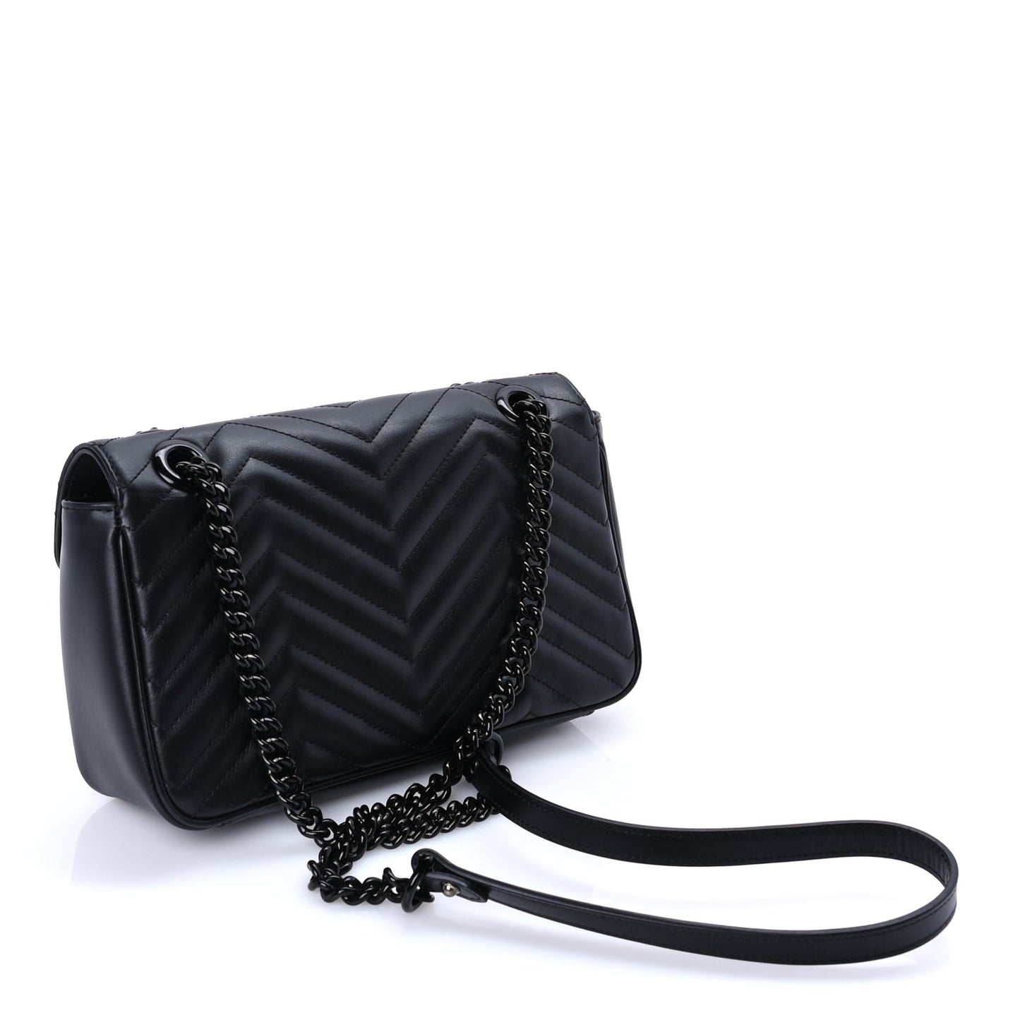 Calfskin Matelasse Monochrome Small GG Marmont Shoulder Bag Black