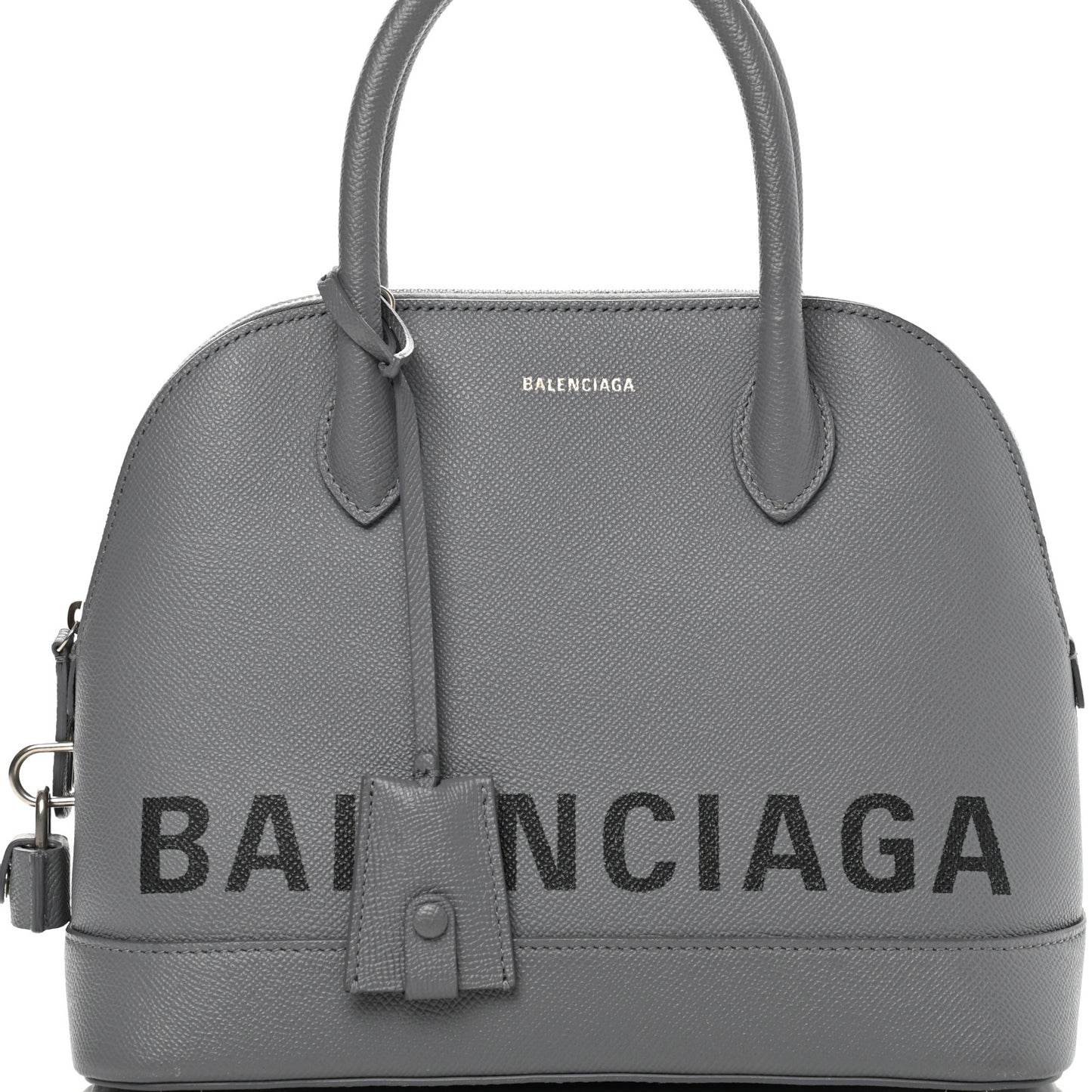 Grained Calfskin S Ville Top Handle Bag Gris Glace