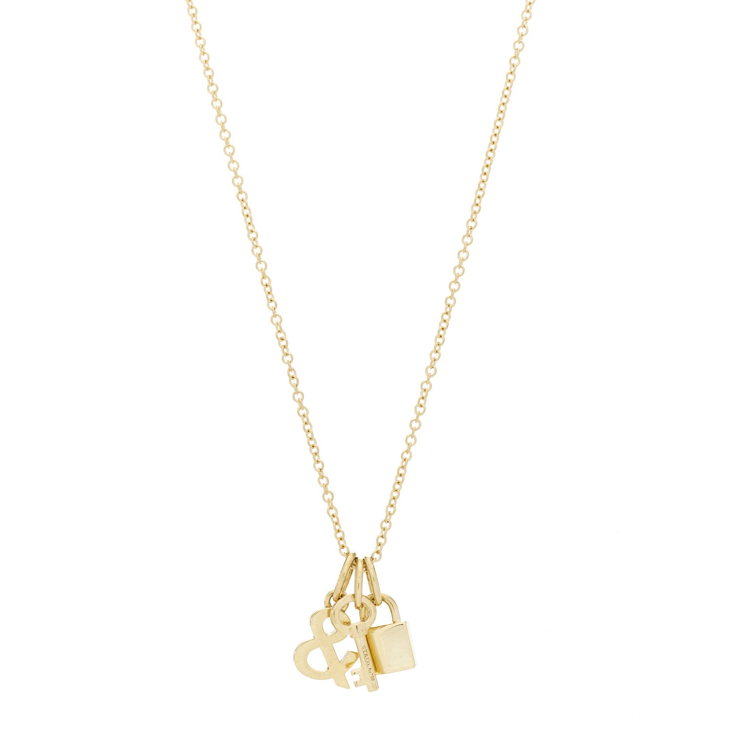 18K Yellow Gold Lock and Key Pendant Necklace